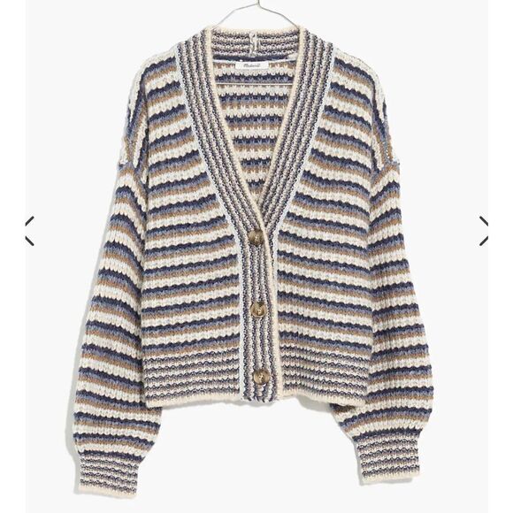 Madewell Waller Crop Cardigan Sweater in Stripe size XS - Picture 4 of 10